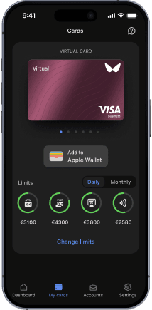 The Wallester mobile app interface on a phone screen