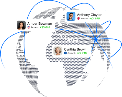 Images with planet and multicurrency payments to different people