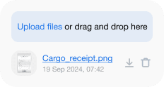 The interface for uploading files of receipts