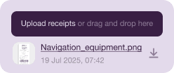 Upload receipts drag and drop field