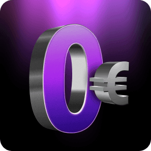 A giant zero sign with a euro sign symbolizing zero fees