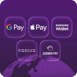 Various wallet apps’ icons floating above the planet