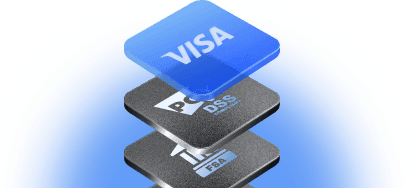 Icons list: Visa, PCI DSS, FSA